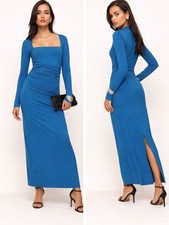 NWT Reformation Laurel Knit Maxi Dress Pacific Ocean Blue Size L