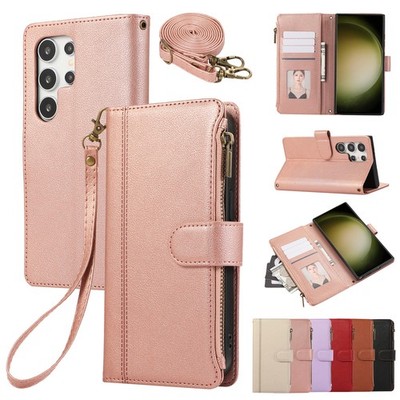 For Samsung Galaxy S25 Ultra/S24/S23/S22 Leather Crossbody Flip Wallet Card Case