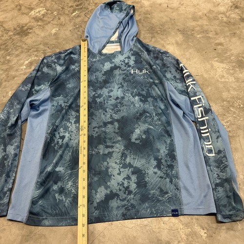 Huk Performance Fishing Hoodie Men’s XL Lightweight Shirt Long Sleeve Blue - Picture 4 of 7