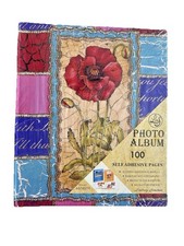 Vintage Magnetic Self-Stick 3-Ring Photo Album 100 Pages Floral Poppy Sealed
