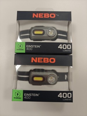 2 Pack NEBO Einstein 400 Rechargeable Headlamps 400 Lumens NEW Sealed