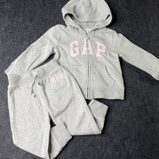 GAP Baby and Toddler Girls Jogger Set Size 2T Heather Gray and Pink with Hoodie