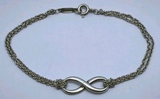 Tiffany & Co Solid Sterling Silver Eternal Infinity Double Chain  6½" Bracelet