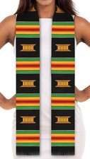 Kente Cloth Stole Black New Beautiful Black