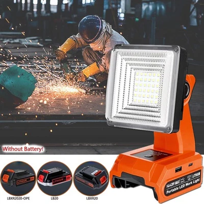 JHJQZCYG Cordless LED Flashlight for Black and Decker 20v Battery 25W LED Work Light /USB
