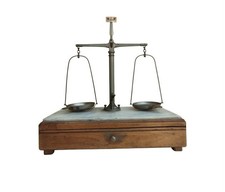 ANTICA XIX secolo BILANCIA DI PRECISIONE DA OREFICE STRUMENTO ORIGINALE CON PESI