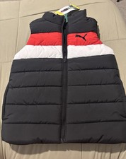 Puma Boys Red Black Puffer Vest Size S 7  8 NWT