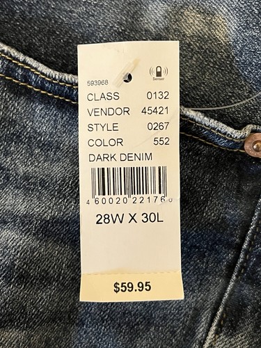 Jeans uomo PacSun elasticizzato indaco scuro impilato skinny strappato taglia 28x30 nuovo con etichetta - Foto 11 di 11