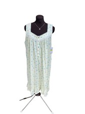 NWT Eileen West 100 Cotton Lawn Ballet Nightgown Blue Floral Sleeveless Sz M