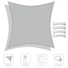 10x10Ft 97% UV Block Square Sun Shade Sail Canopy Outdoor Patio Cload Gray