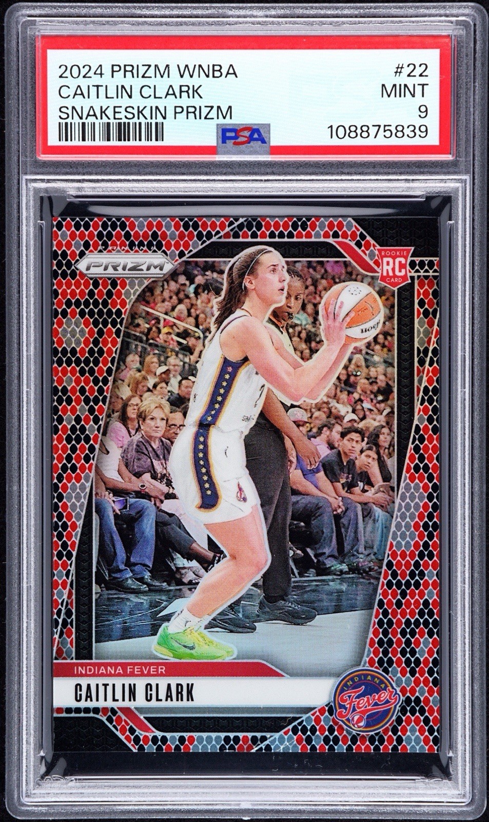 2024 Prizm Caitlin Clark Snakeskin SSP Rookie RC #22 PSA Mint 9 Fever Case Hit