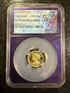 2018 W G$10 High Relief  .9999 Fine Gold PF70  Ultra Cameo  
