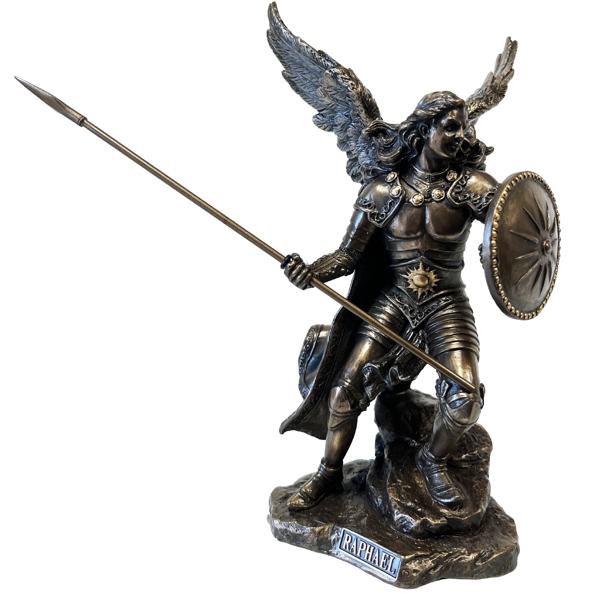 Statuette Saint Raphaël couleur bronze à offrir pour un baptême