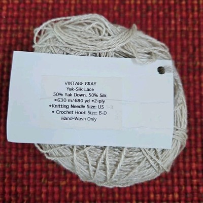Expression Fiber Arts Yak Silk Lace Yarn VINTAGE GRAY 2 Ply 680 Yards