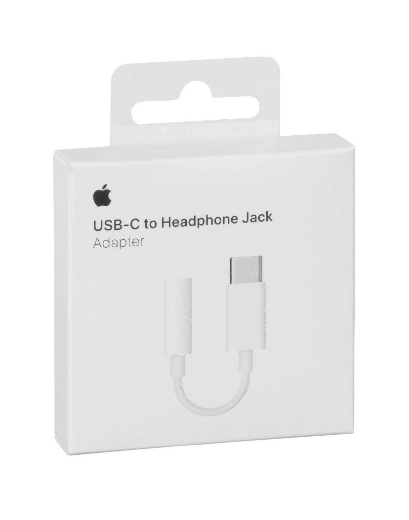 Apple USB-C to Headphone Jack Adapter, White MU7E2ZMA for