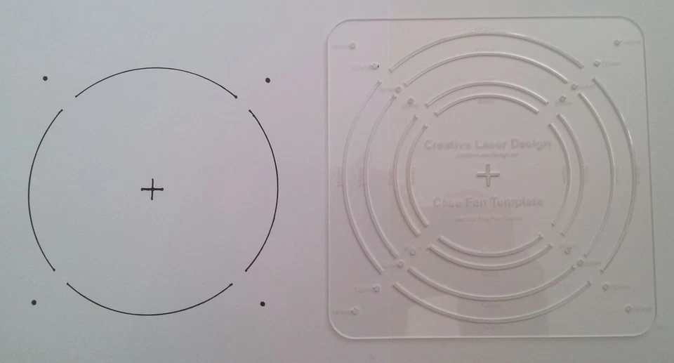 PC Computer Lüfter Loch Vorlage für Gehäuse Modding Wiederverwendbar Acryl Plus Marker - Bild 2 von 2