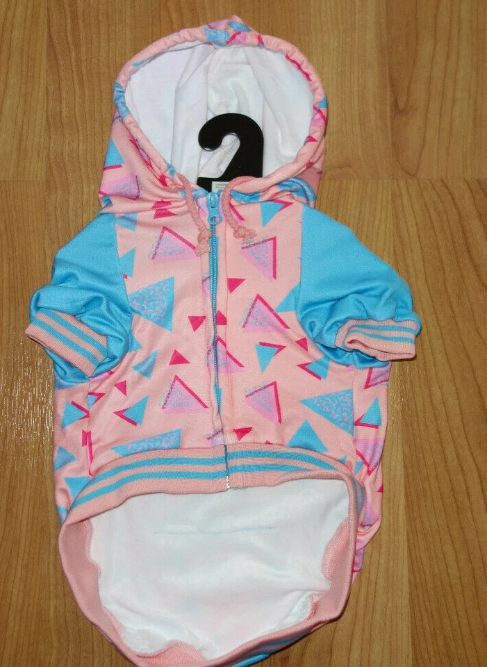 Fesh Pawz Paws Perro Gato Retro Años 80 Rosa Sudadera con Capucha Chaqueta Bolsillo Ropa para Mascotas M Mediana Foto 2 de 2
