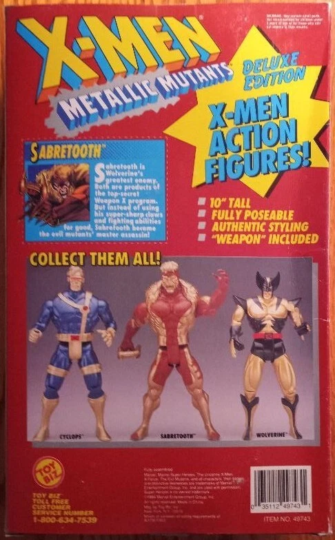 Figura metálica Sabretooth 1994 10" Marvel Edición Deluxe Toy Biz. X-Men Foto 3 de 4