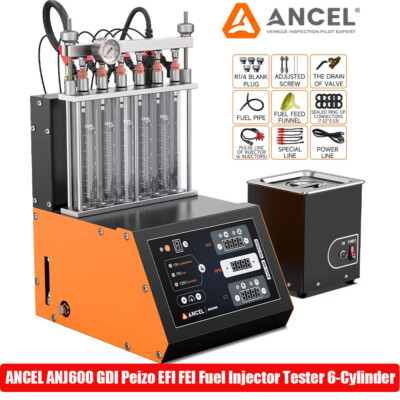 ANCEL ANJ600 GDI Peizo EFI FEI Fuel Injector Tester 6-Cylinder Ultrasonic Clean