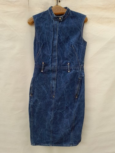 Vintage Levis Engineered Dress Womens Medium Blue Denim Mid Length - Picture 3 of 12