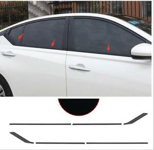 6X For Nissan Altima 2019-2021 Steel Carbon Fiber Window Bottom Strip Cover Trim