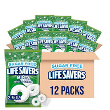 LIFE SAVERS Wint-O-Green Sugar Free Breath Mints Hard Candy, 2.75 Oz Bag Pack o