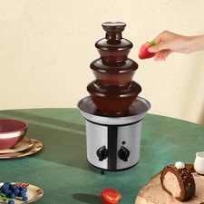 Chocolate Fountain Machine,4 Tier Stainless Luxury Cater Cheese Cascading Fondue