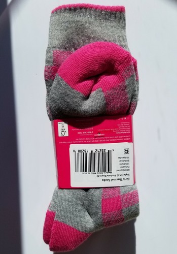 Girls Socks Size L 4-10 KODIAK Thermal Warm Soft 2 Pairs PLAID Fuchsia/Gray BNWT - Picture 6 of 8