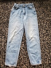 Lee Women Jeans Sz 12 Blue Vintage Denim Mom High Rise Distressed USA Made
