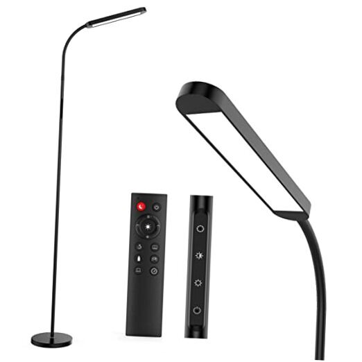 Floor Lamp, LED Floor Lamp for Living Room, 5 Colors & Brightness & Step Black
