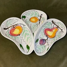 Italian Country Fruit/Hor D'oeuvre Serving Plater Tri Section Ceramic