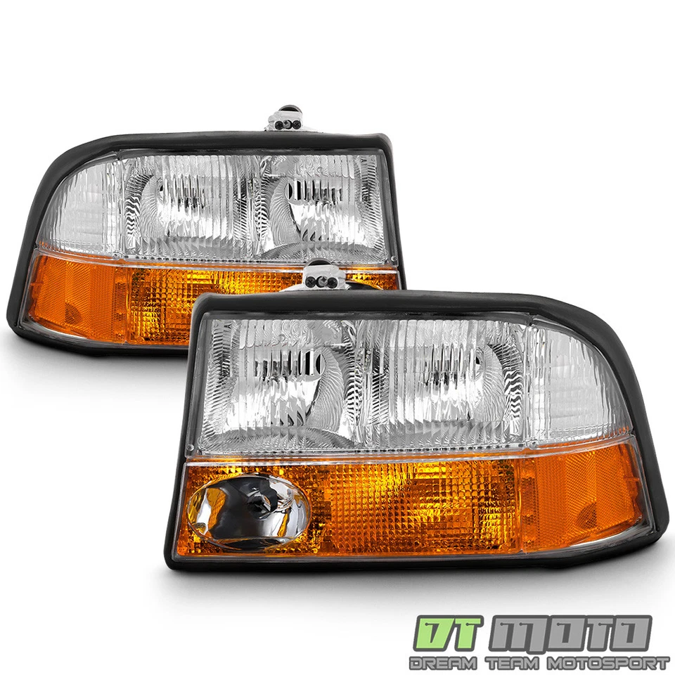 1998-2004 GMC Sonoma S-15 98-01 Jimmy Bravada w/Fog Lights Headlights Headlamps - Image 2 of 4