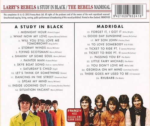 Larrys Rebels A Study in Black(1967) + Madrigal(1969) on 1 cd New Zealand 1960s - Picture 2 of 2