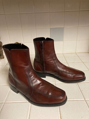 Florsheim Vintage Burgundy Leather Beatle Boots Zip Disco Hipster