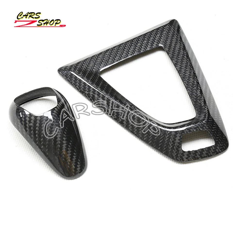 Para BMW M3 M4 F80 F82 F83 Consola de fibra de carbono real Perilla de engranaje Base Cubierta Borde Foto 2 de 4