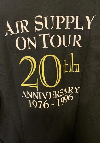 Air Supply 20th Anniver Tour Music Band Concert Sz 1990s vintage concert t-shirt, vintage, size XL, single stitch, B+ condition