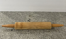 Vintage Hard Wood Rustic Long Heavy Rolling Pin with Natural Wood Handles 19"