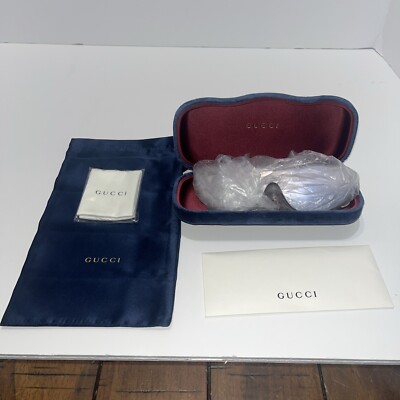 Auth GUCCI GG0666S Silver RIMLESS STAR STUDDED CAT-EYE SHIELD