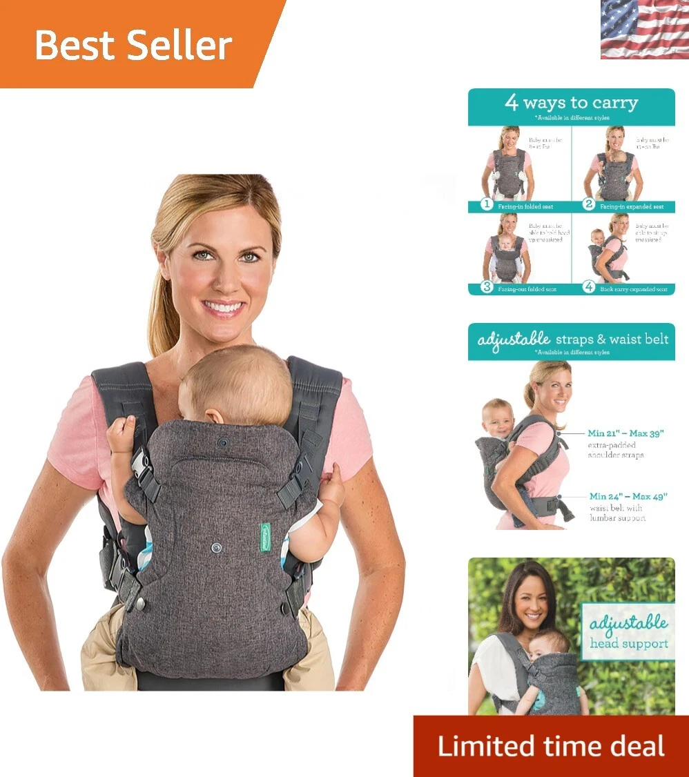 Versatile Grey Baby Carrier - 4-in-1 Ergonomic Design for Newborns to Toddlers