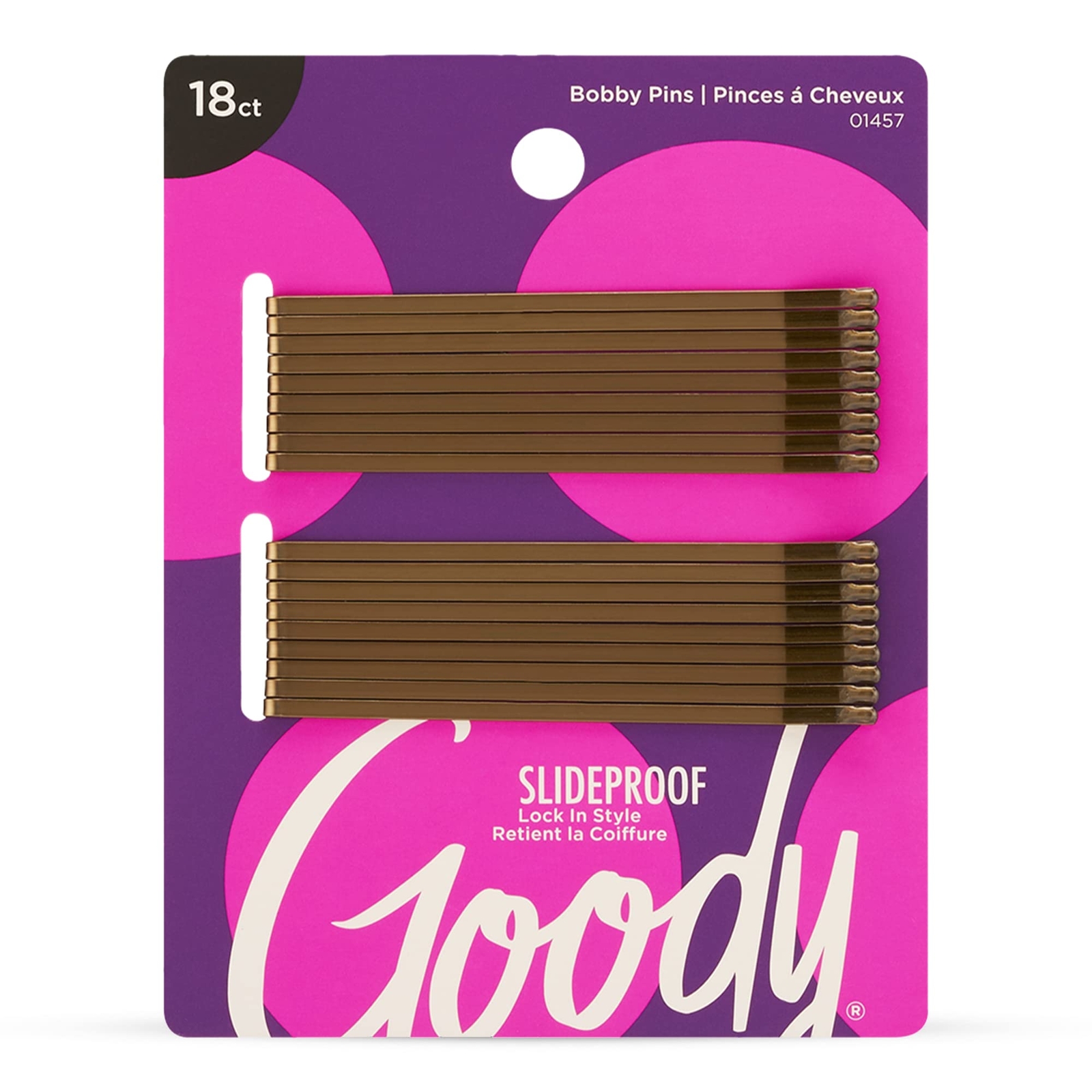 Goody Styling Hair Bobby Pins 18ct Brown Slideproof Lock-In Place