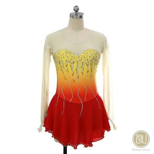 Competition Skating Dress Red Orange 
