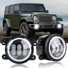 Pair 4 inch Front Bumper LED Fog Lights For Jeep Wrangler JK 2 Door (2007-2017)