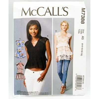 Misses Top McCalls Pattern M7388 A5 US Size A5 6,8,10,12,14 Sewing Craft Uncut