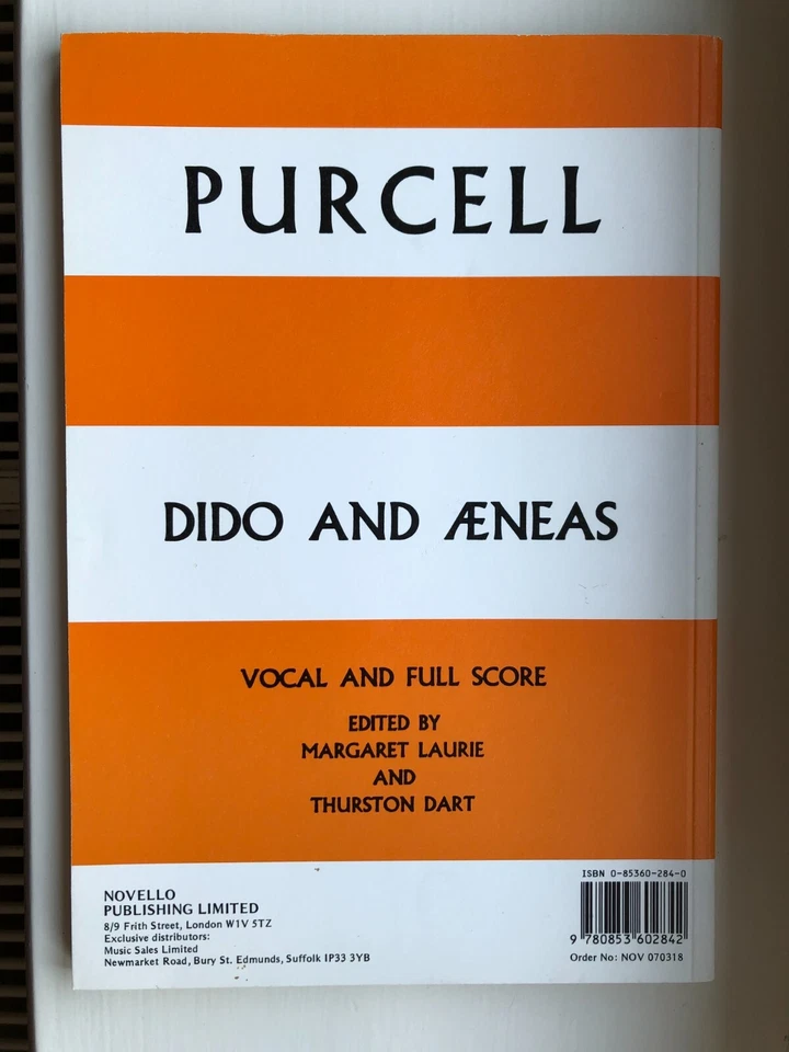Purcell: Dido & Aeneas - Novello SATB Vocal and Full Score - Image 2 of 4