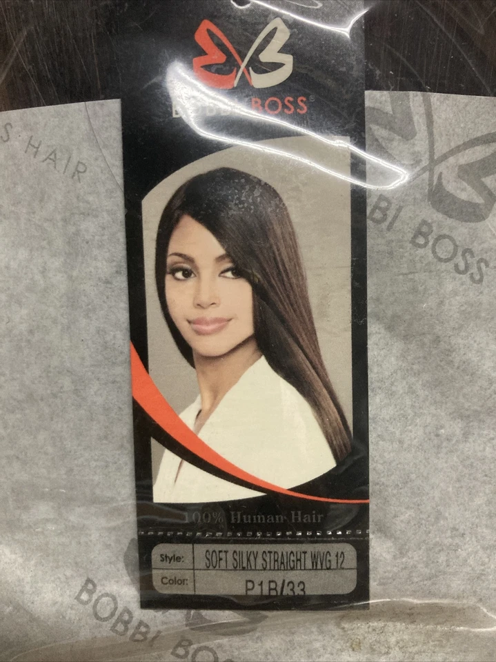 Bobbi Boss 100% Human Hair for Weaving Soft Silky Straight 12" Color: 1B/33  - Image 3 of 4