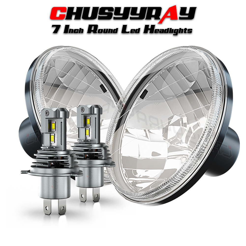 Pair DOT 7 inch Round led High/Low Sealed Headlights for Chevrolet Nova 1969