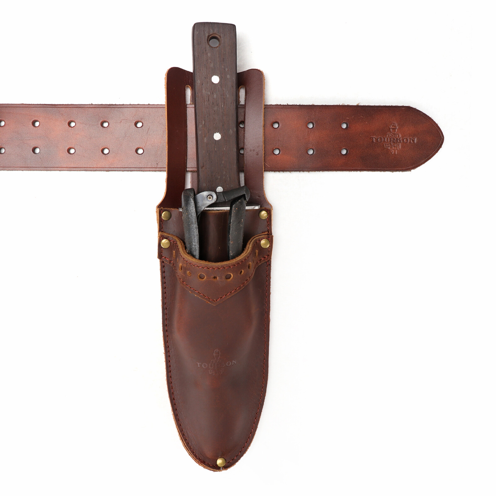 TOURBON Leather Garden Shears Sheath 2 in 1 Tools Case Scissors Saw Belt Holder