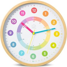 Learning Clock for Kids for Teaching-Kid's Analog,Silent,Non-Ticking Wall Clock