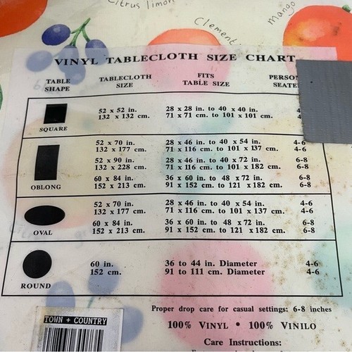 Vintage BBQ Vinyl Tablecloth 52 X 70 inch Picnic Fruit Kitchen Citrus - Bild 3 von 6