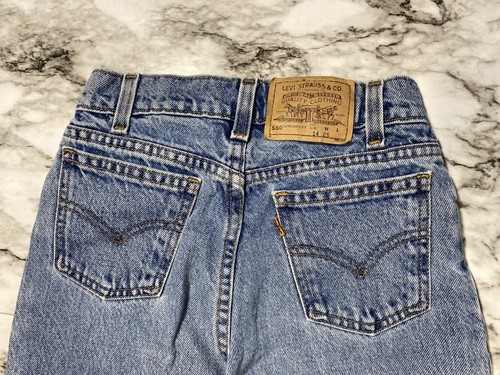 Vintage Levi’s 550 Jeans Boys 14 Slim 22x25 Orange Tab Light Wash 90s Tapered - Picture 8 of 12